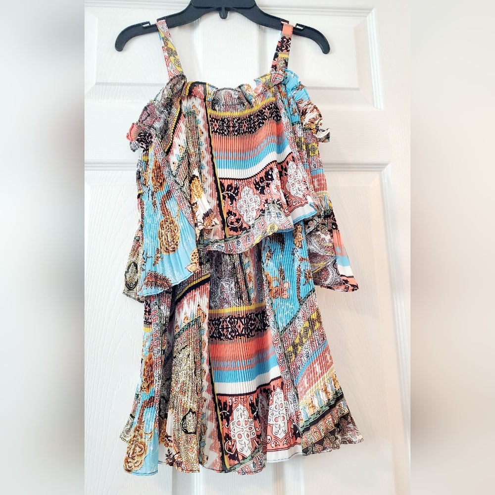 Melissa Paige Colorful Patterned Ruffle Blouse - Picture 3 of 12